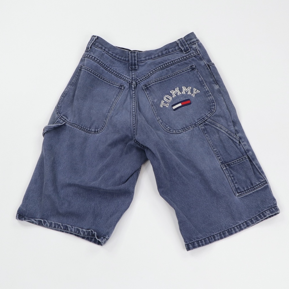 90s Tommy Hilfiger Spell Out Patch Denim Shorts